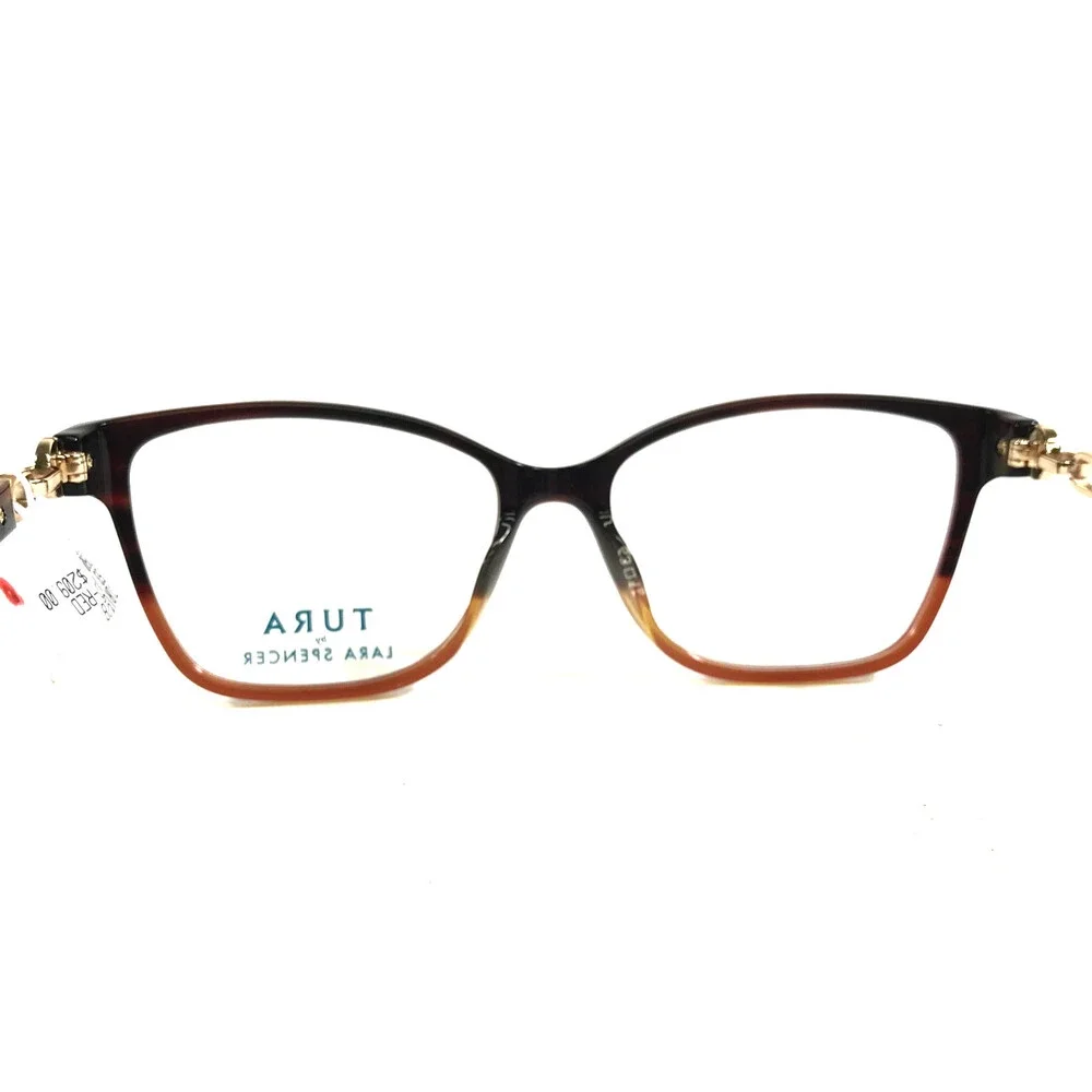 Tura by Lara Spencer Eyeglasses Frame LS128 RED Brown Gold Cat Eye 53-15-135